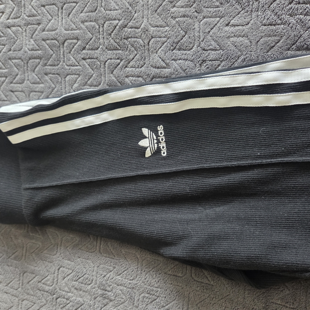 Adidas Black and White Sweatpants with Signature Stripes